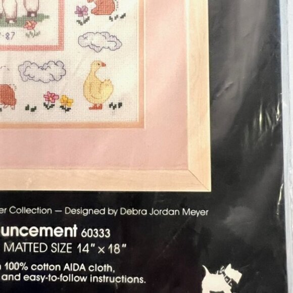 🛍️2 for $25 Sale🛍️Golden Bee Counted Cross Stitch Kit Birth Announcement LAMB - Picture 5 of 6